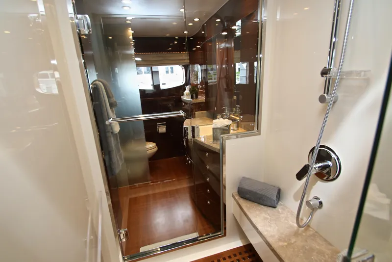 Slide: The Image of Luxurious bathroom interior of 2015 Hargrave 76 yacht with modern fixtures and elegant design. - 54