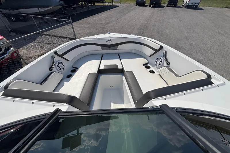 Slide: The Image of 2021 Monterey M-22 boat interior with spacious seating and modern design. - 7