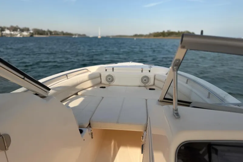 Slide: The Image of 2017 Grady-White Freedom 225 boat interior with open water view. - 40