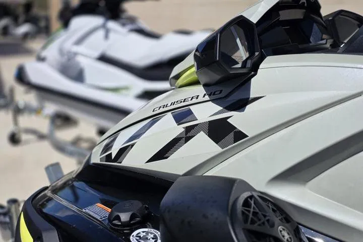 Slide: The Image of 2026 Yamaha WaveRunner VX Cruiser HO, close-up view, sleek design, parked outdoors. - 8