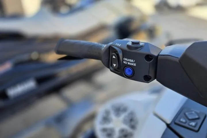 Slide: The Image of Handlebar controls of 2026 Yamaha WaveRunner VX Cruiser HO, featuring cruise and no-wake buttons. - 12
