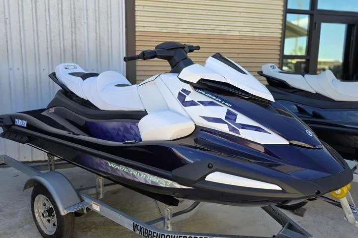 Slide: The Image of 2026 Yamaha WaveRunner VX Cruiser HO on trailer, sleek design, parked outdoors. - 6