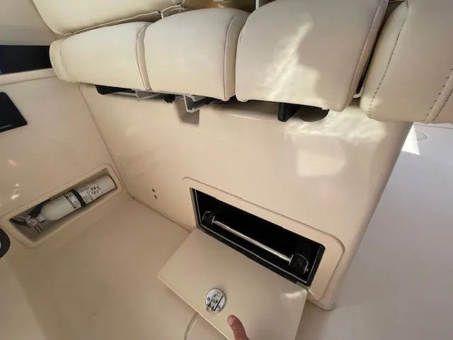 Slide: The Image of Interior of 2021 Grady-White 325 Freedom with storage compartment. - 43