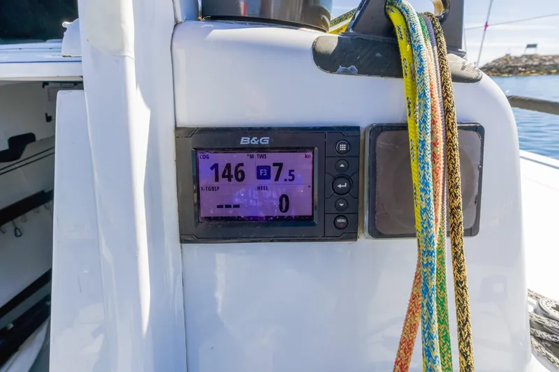 Slide: The Image of Sailing yacht Rogers 46 (2007) with B&G navigation display and colorful ropes. - 16