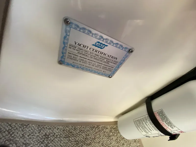 Slide: The Image of Yacht certification plaque on 2003 Bayliner 265. - 13