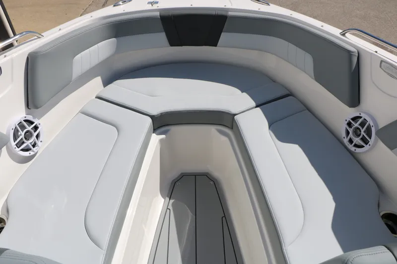 Slide: The Image of 2026 Chaparral 23 SSi interior with gray seating. - 20