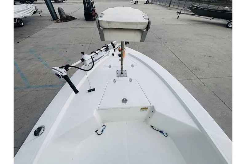 Slide: The Image of Kenner Vision 1800 boat deck, 2008 model, featuring a mounted seat and trolling motor. - 8