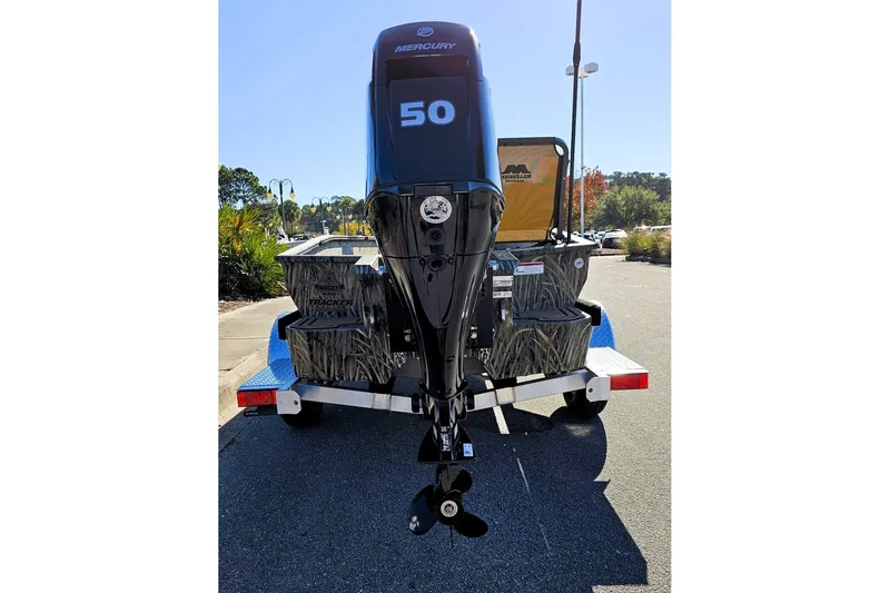 Slide: The Image of 2026 Tracker Grizzly 1650 T Prairie Wings Edition boat with Mercury 50 outboard motor. - 10