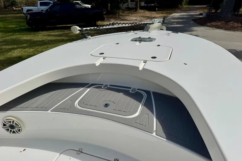 Slide: The Image of Bow of 2021 ZCB 26 Freemason boat with storage hatch and speaker. - 8