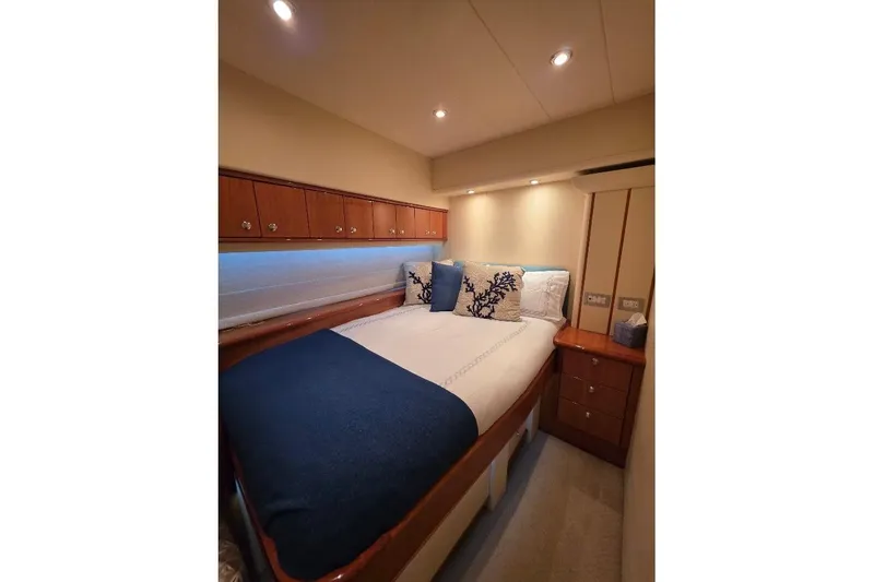 Slide: The Image of Luxurious bedroom interior of 2008 Neptunus Flybridge MY yacht with elegant bedding. - 133