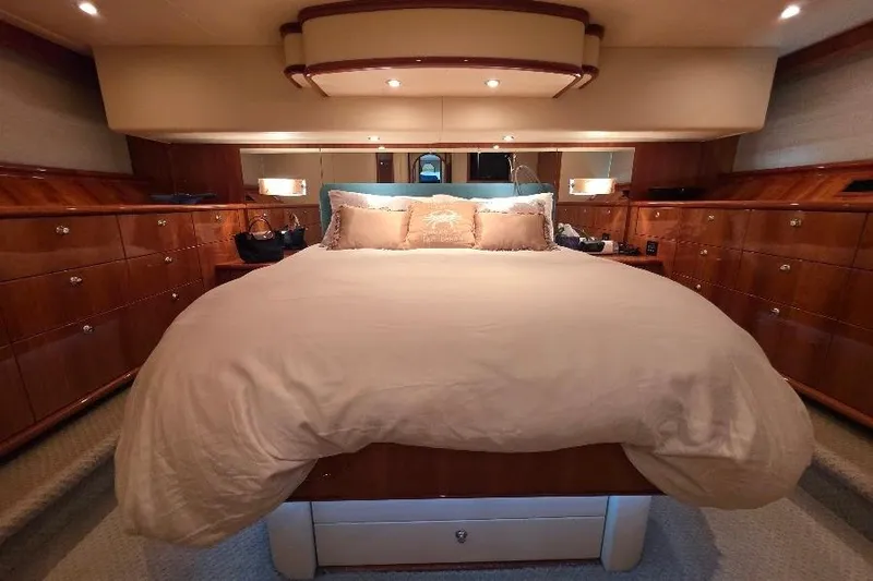 Slide: The Image of Luxurious bedroom interior of 2008 Neptunus Flybridge MY yacht with elegant wood finish. - 143