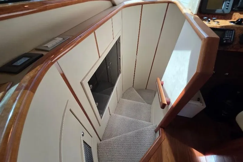 Slide: The Image of Interior staircase of 2008 Neptunus Flybridge MY yacht with wooden accents. - 98