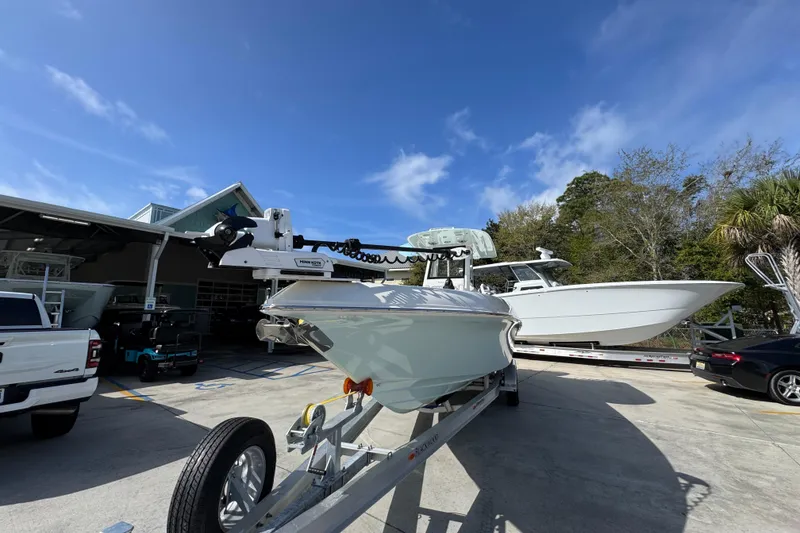 Slide: The Image of 2026 Blackwood 270 LXF boat on trailer under clear blue sky. - 5