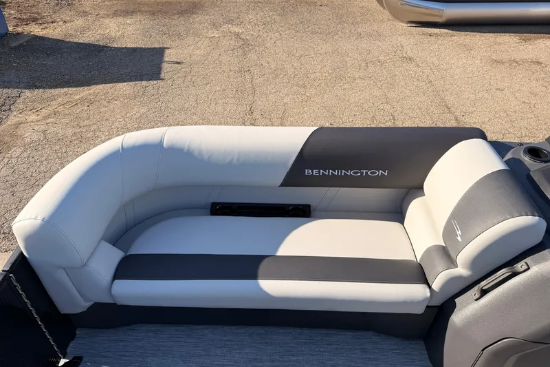 Slide: The Image of 2026 Bennington 22 S-One Quad Bench with sleek, modern seating design. - 34