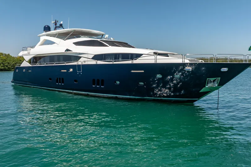 The Image of Luxurious 2010 Sunseeker 34 Metre Yacht on tranquil turquoise waters. - 0