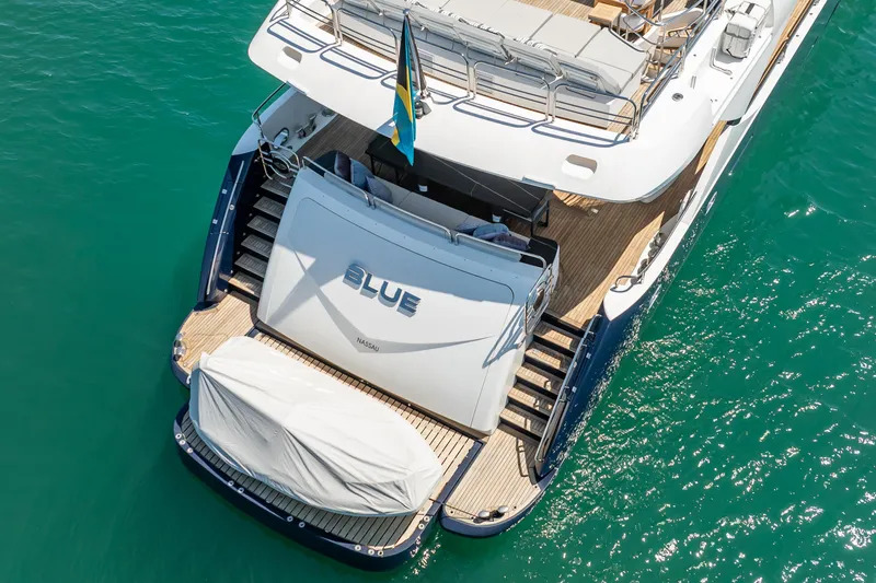 Slide: The Image of Aerial view of 2010 Sunseeker 34 Metre Yacht on turquoise water. - 10