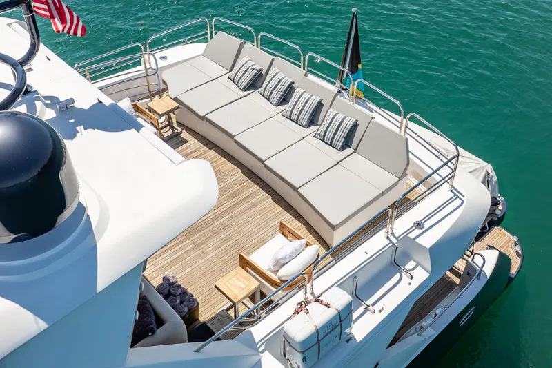 Slide: The Image of Luxurious Sunseeker 34 Metre Yacht deck with elegant seating, 2010 model. - 11