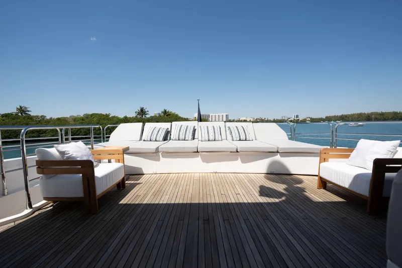 Slide: The Image of Luxurious Sunseeker 34 Metre Yacht 2010 deck with elegant seating and ocean view. - 19