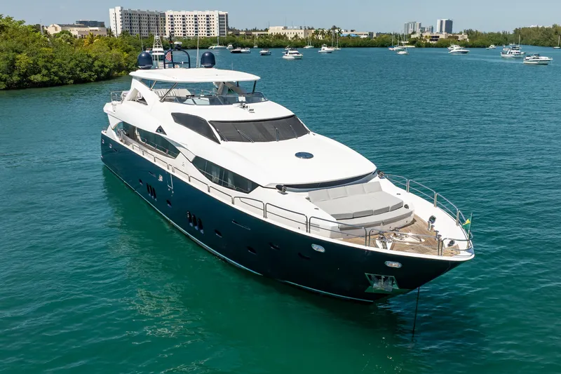 Slide: The Image of Luxurious 2010 Sunseeker 34 Metre Yacht cruising on serene blue waters. - 2