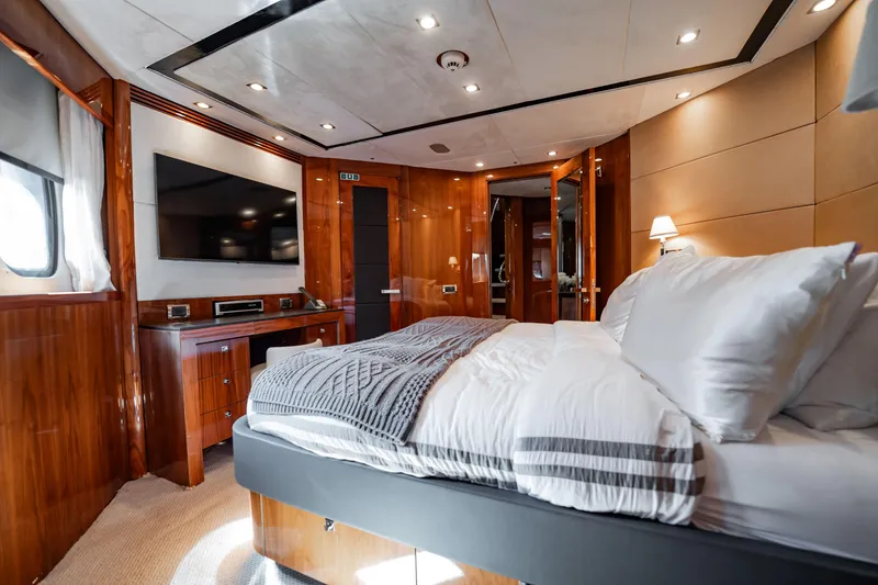 Slide: The Image of Luxurious bedroom interior on 2010 Sunseeker 34 Metre Yacht with modern amenities. - 36