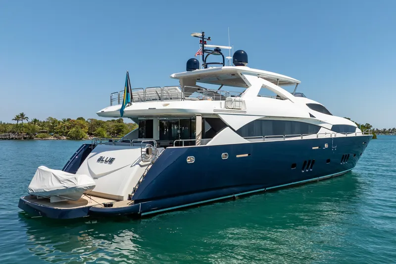 Slide: The Image of Luxurious 2010 Sunseeker 34 Metre Yacht on tranquil blue waters. - 4