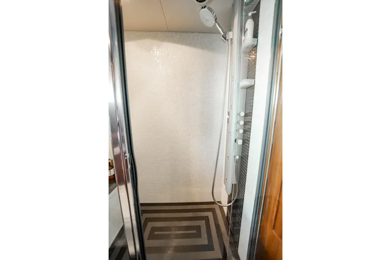 Slide: The Image of Shower area in 2010 Sunseeker 34 Metre Yacht with modern fixtures and sleek design. - 44