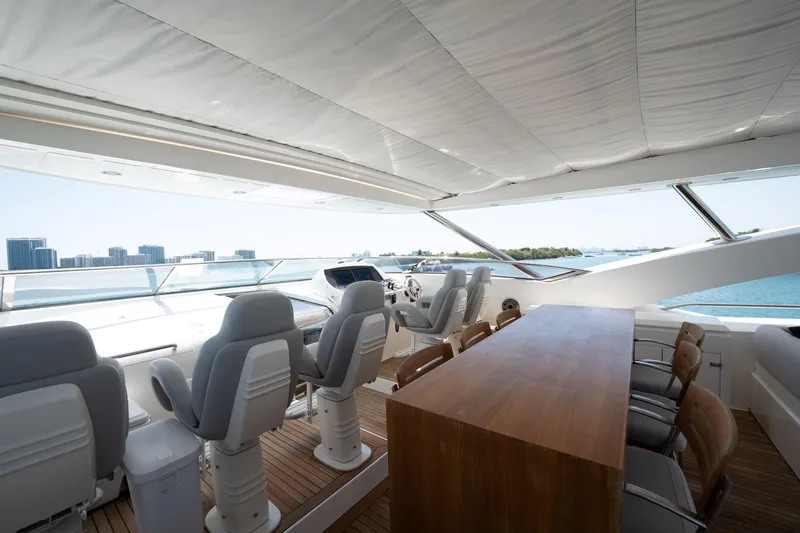 Slide: The Image of Luxurious Sunseeker 34 Metre Yacht interior, featuring helm and seating area, 2010 model. - 47