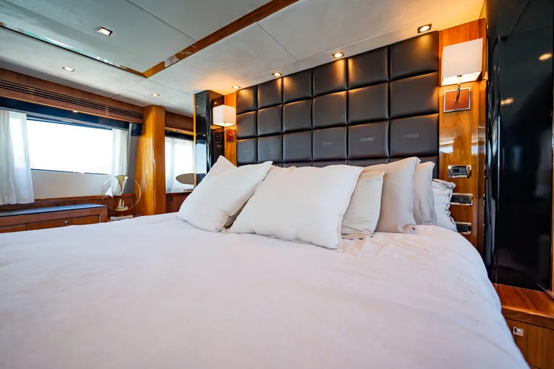Slide: The Image of Luxurious bedroom interior on a 2010 Sunseeker 34 Metre Yacht with elegant decor. - 50