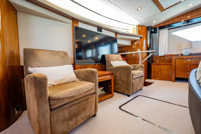 Slide: The Image of Luxurious interior of 2010 Sunseeker 34 Metre Yacht with plush seating and modern decor. - 52