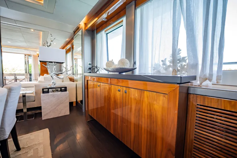 Slide: The Image of Luxurious interior of 2010 Sunseeker 34 Metre Yacht with elegant wood cabinetry. - 62