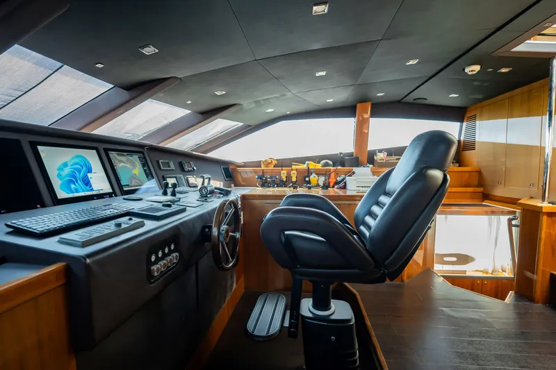 Slide: The Image of Luxurious helm of 2010 Sunseeker 34 Metre Yacht with advanced navigation systems. - 67