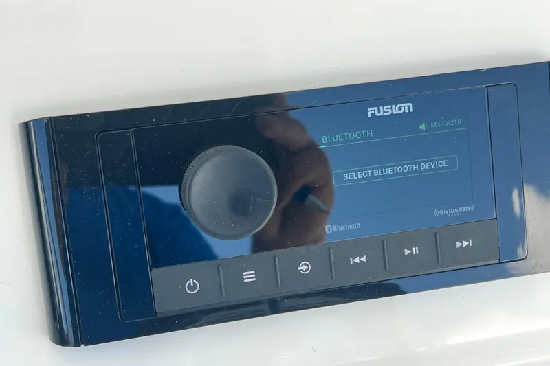 Slide: The Image of Fusion MS-RA210 Bluetooth stereo system on 2013 Contender 32 ST boat. - 53