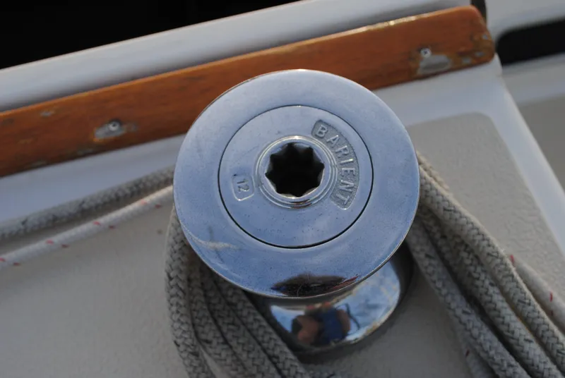 Slide: The Image of Close-up of a winch on a 1988 Tartan 28 yacht. - 10