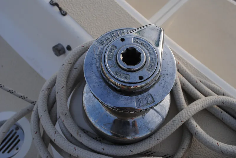 Slide: The Image of Close-up of a winch on a 1988 Tartan 28 yacht. - 9