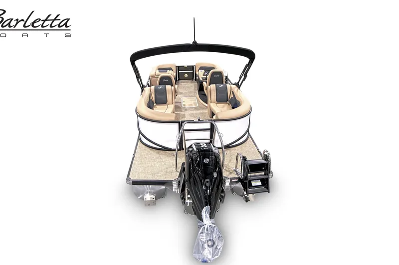 Slide: The Image of 2026 Barletta Cabrio 22QC pontoon boat with luxurious seating and modern design. - 6