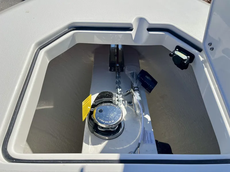 Slide: The Image of Anchor compartment of the 2026 Cobia 350 Center Console. - 29