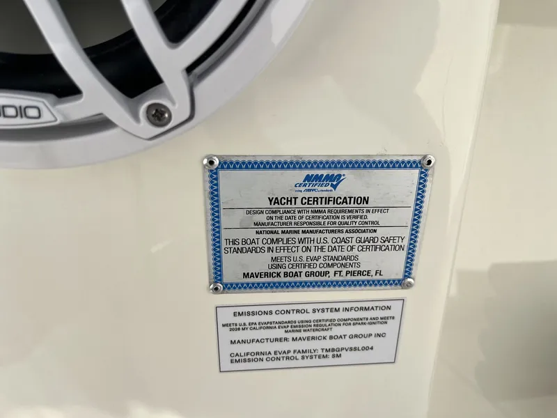 Slide: The Image of Yacht certification plaque on Cobia 350 Center Console 2026. - 37