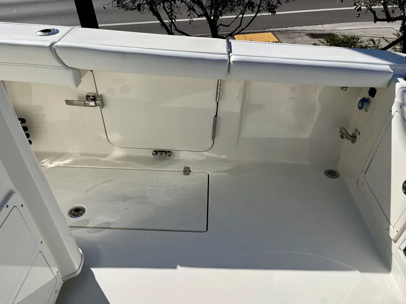 Slide: The Image of Interior of the 2026 Cobia 350 Center Console boat. - 44