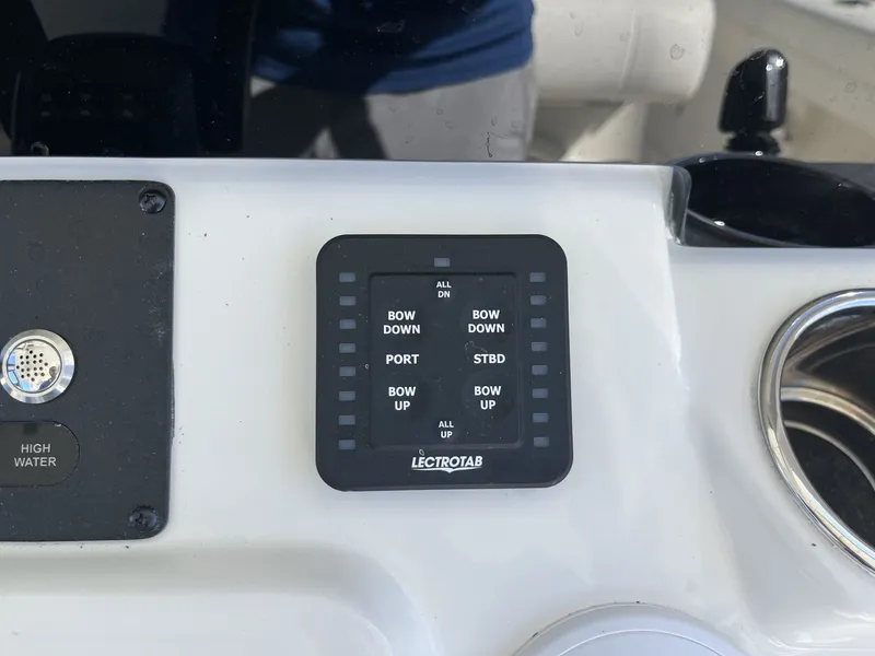 Slide: The Image of Control panel of 2026 Cobia 350 Center Console with controls. - 18