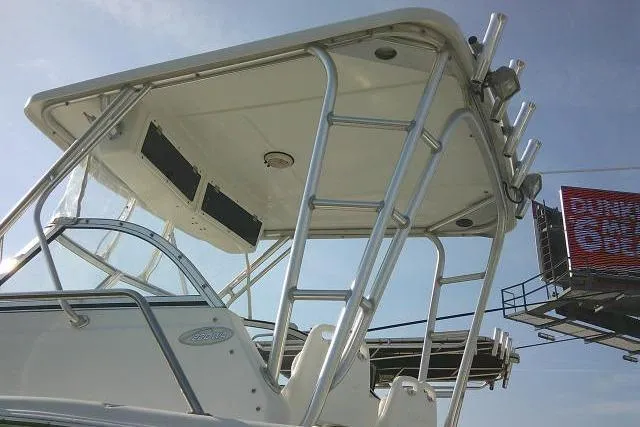 Slide: The Image of 2005 Sea Pro boat with T-top and rod holders, viewed from below. - 19