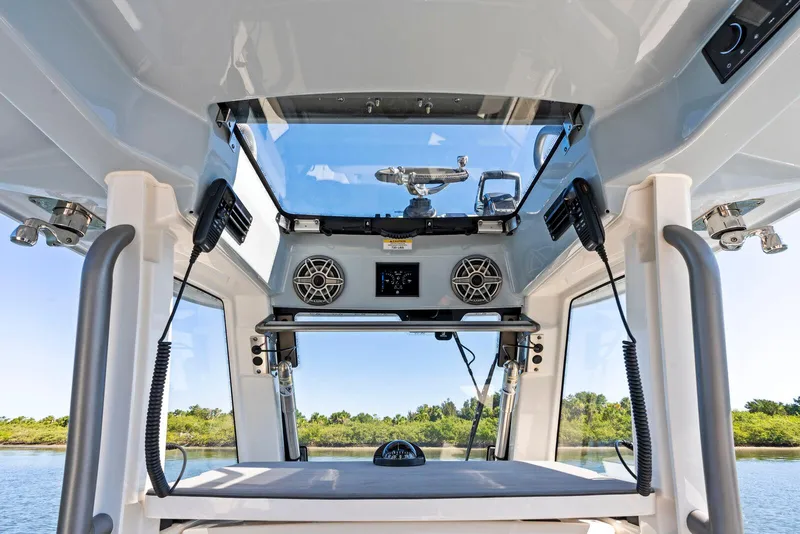 Slide: The Image of Interior view of 2025 Solace 32 CS boat with advanced navigation equipment. - 4