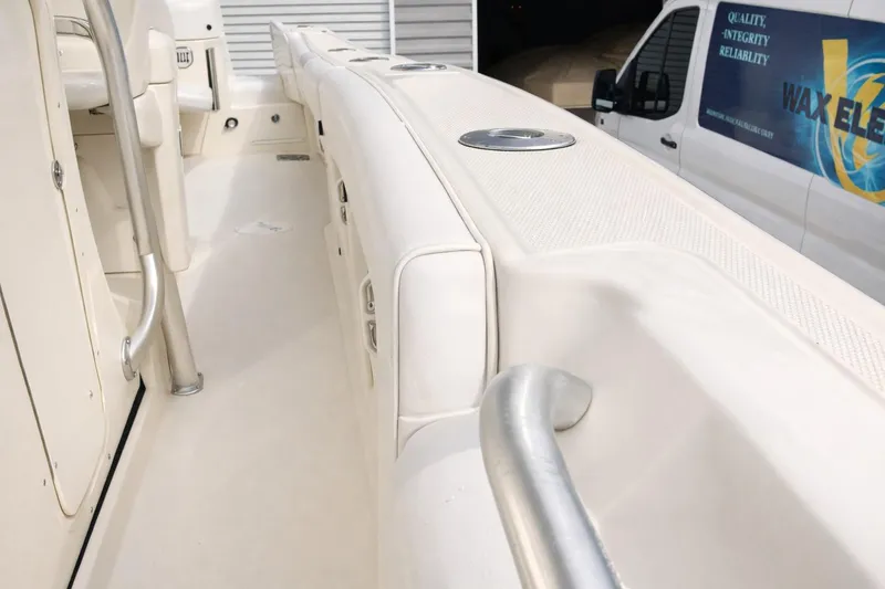 Slide: The Image of 2008 Hydra-Sports Vector 2900 CC boat interior with sleek white design and stainless steel features. - 29