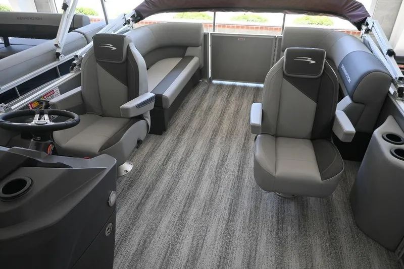 Slide: The Image of 2026 Bennington S Quad Bench 21 SSR interior with plush seating and modern design. - 8