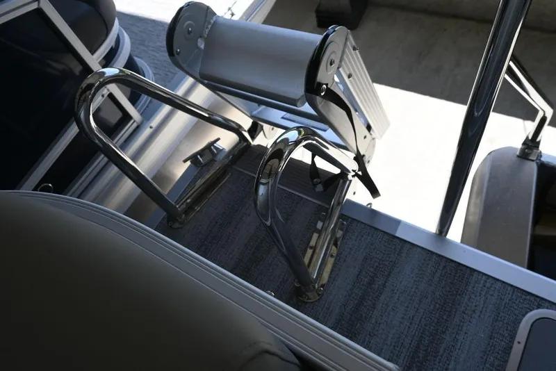 Slide: The Image of 2026 Bennington S Quad Bench 21 SSR boat ladder and deck detail. - 9