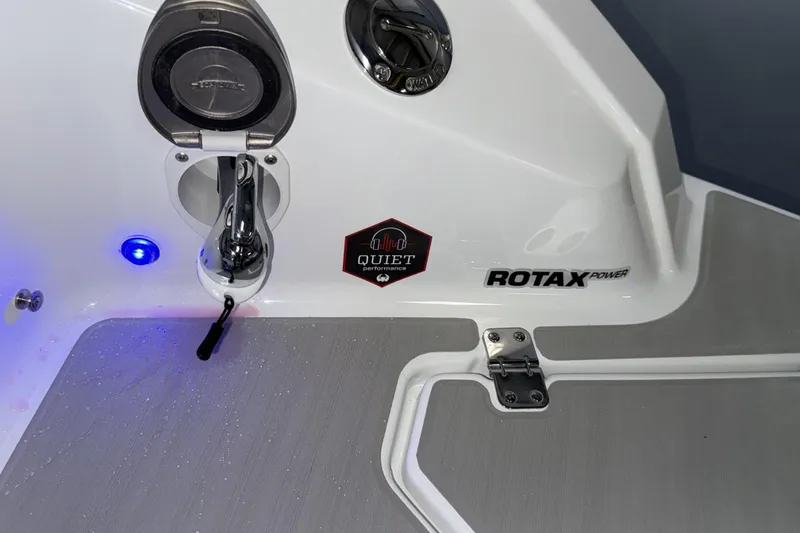 Slide: The Image of 2026 Scarab 255 SE boat with Rotax power and quiet performance features. - 11