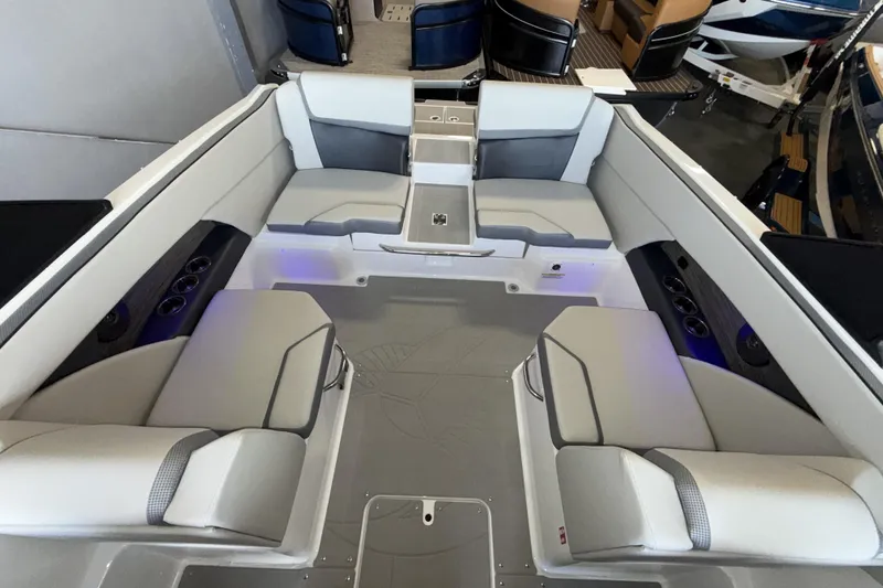 Slide: The Image of Interior of 2026 Scarab 255 SE boat with spacious seating and modern design. - 24