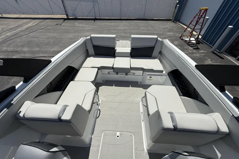 Slide: The Image of Interior view of 2026 Scarab 255 SE boat with spacious seating and modern design. - 33