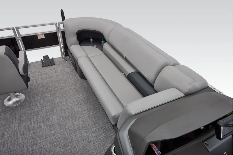 Slide: The Image of Manufacturer Provided Image: 2026 Sun Tracker SportFish 20 DLX boat interior with gray seating and flooring. - 29