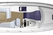 Slide: The Image of Overhead view of 2013 Beneteau Flyer GT 34 boat, showcasing sleek design and layout. - 17