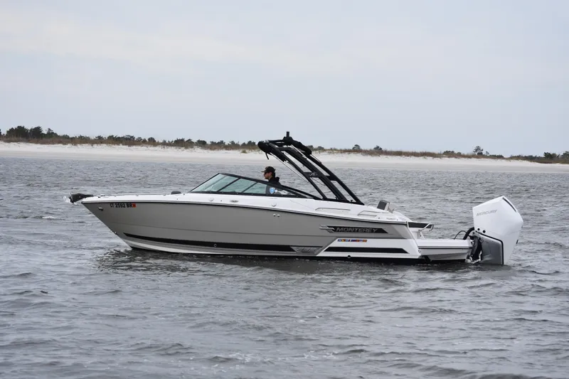 The Image of 2024 Monterey 255SS Super Sport boat cruising on open water. - 0